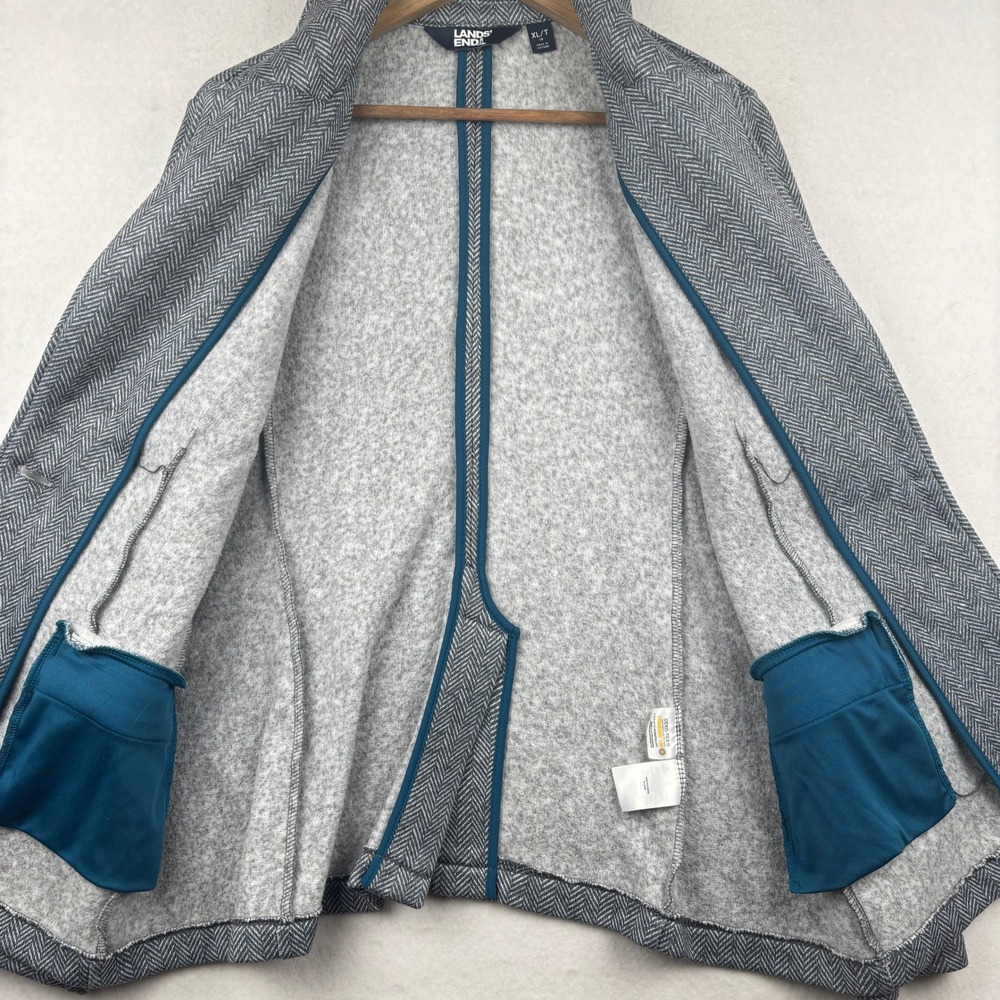 Lands End Blazer Womens XL Tall Herringbone Fleece Single Button - Picture 8 of 8
